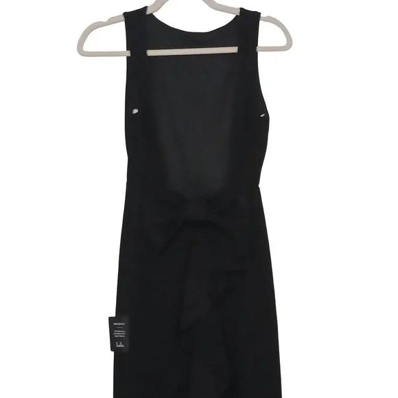 NWT Lulus Exquisite Refinement Black Backless Bow Ruffled Maxi Dress S Formal - Picture 8 of 14